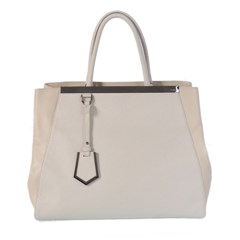 F8017 Fendi 2Jours Borsa in pelle di vitello bianco in pelle